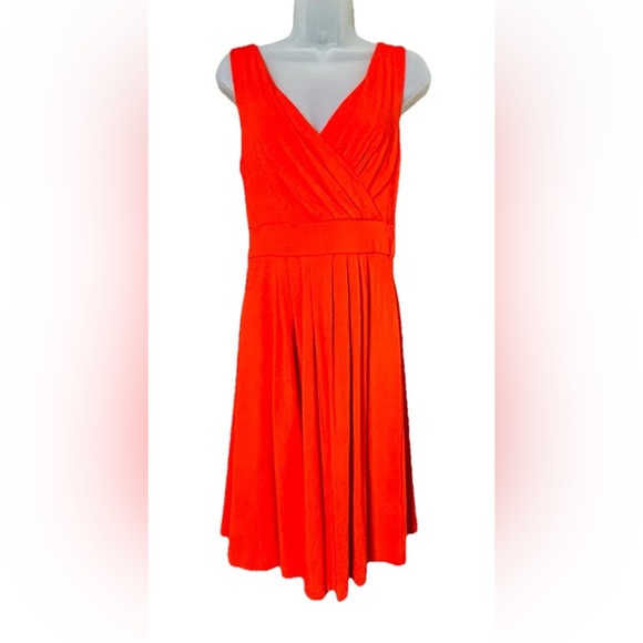 Lands' End Dresses & Skirts - Lands’ End Faux Wrap Dress Womens Size Small 6-8 Orange Pima Cotton